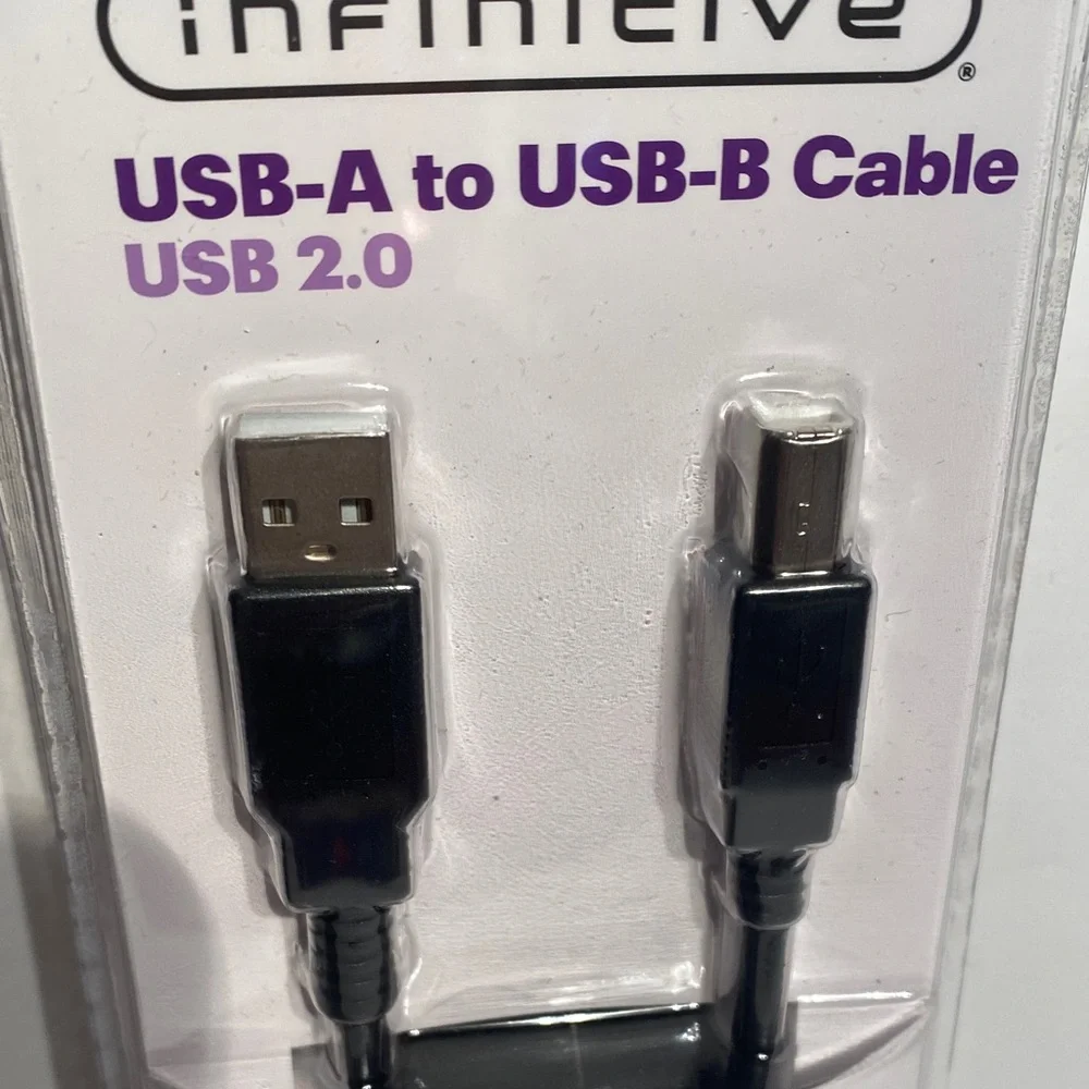 Black USB-A to USB-B Cable USB 2.0 New 6 ft